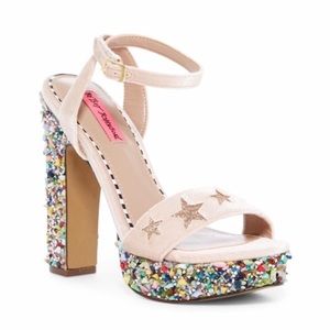 BETSEY JOHNSON Kenna Embellished Star Block Heels